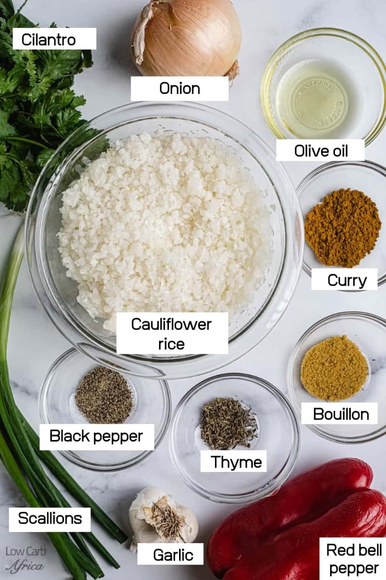 cauliflower rice, scallions, parsley, curry