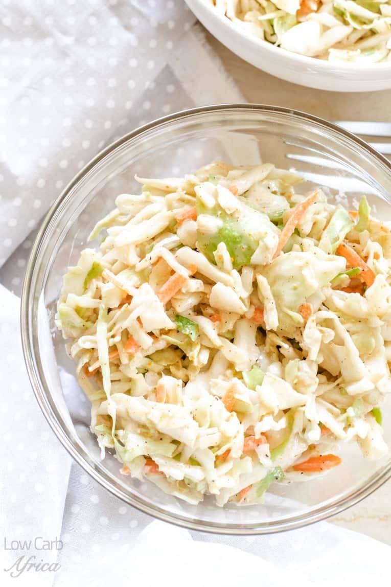 low carb spicy coleslaw is sugar free, gluten free and low carb.