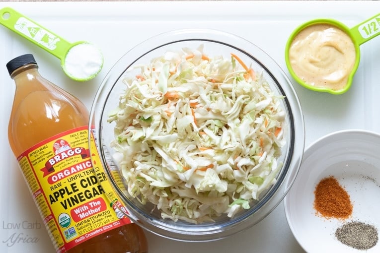 all the ingredients needed for spicy low carb coleslaw