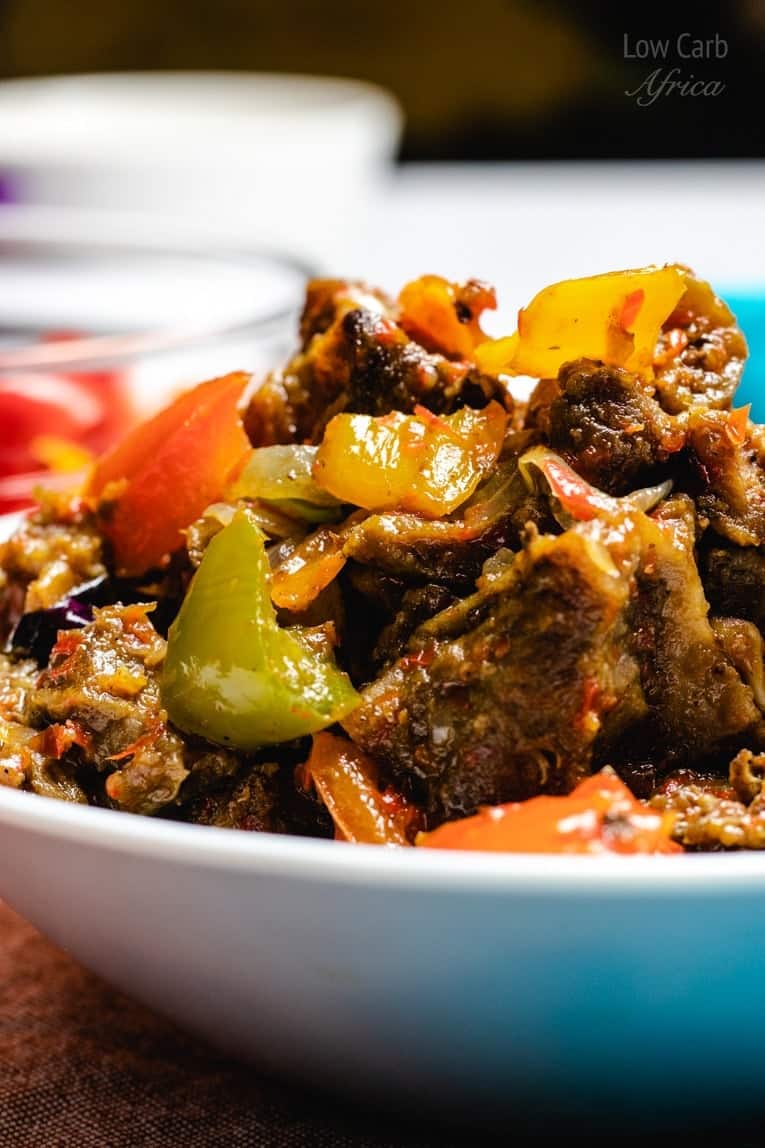 asun recipe- peppered goat meat side view