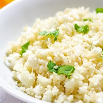Cauliflower rice closeup shot