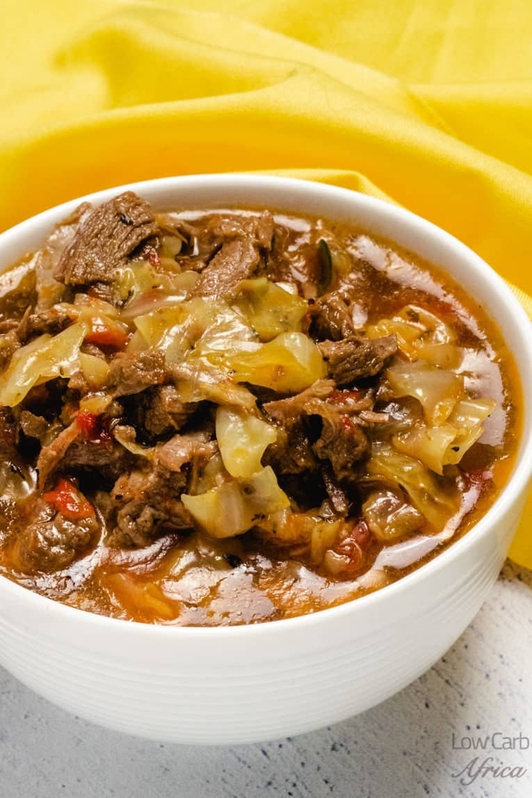 Vegetable Beef Soup with Cabbage bowl