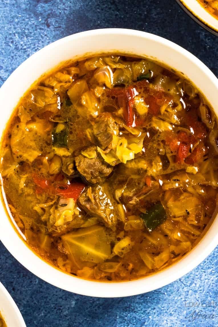 Vegetable Beef Soup with Cabbage ready to eat