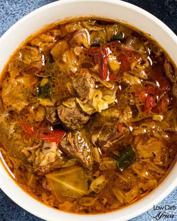 Vegetable beef soup with cabbage