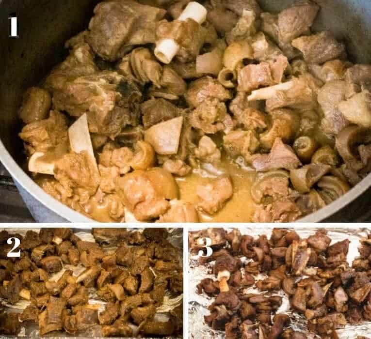 asun-recipe-peppered goat meat stages of preparation