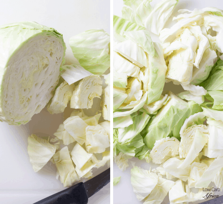 chopping cabbage for cabbage fufu