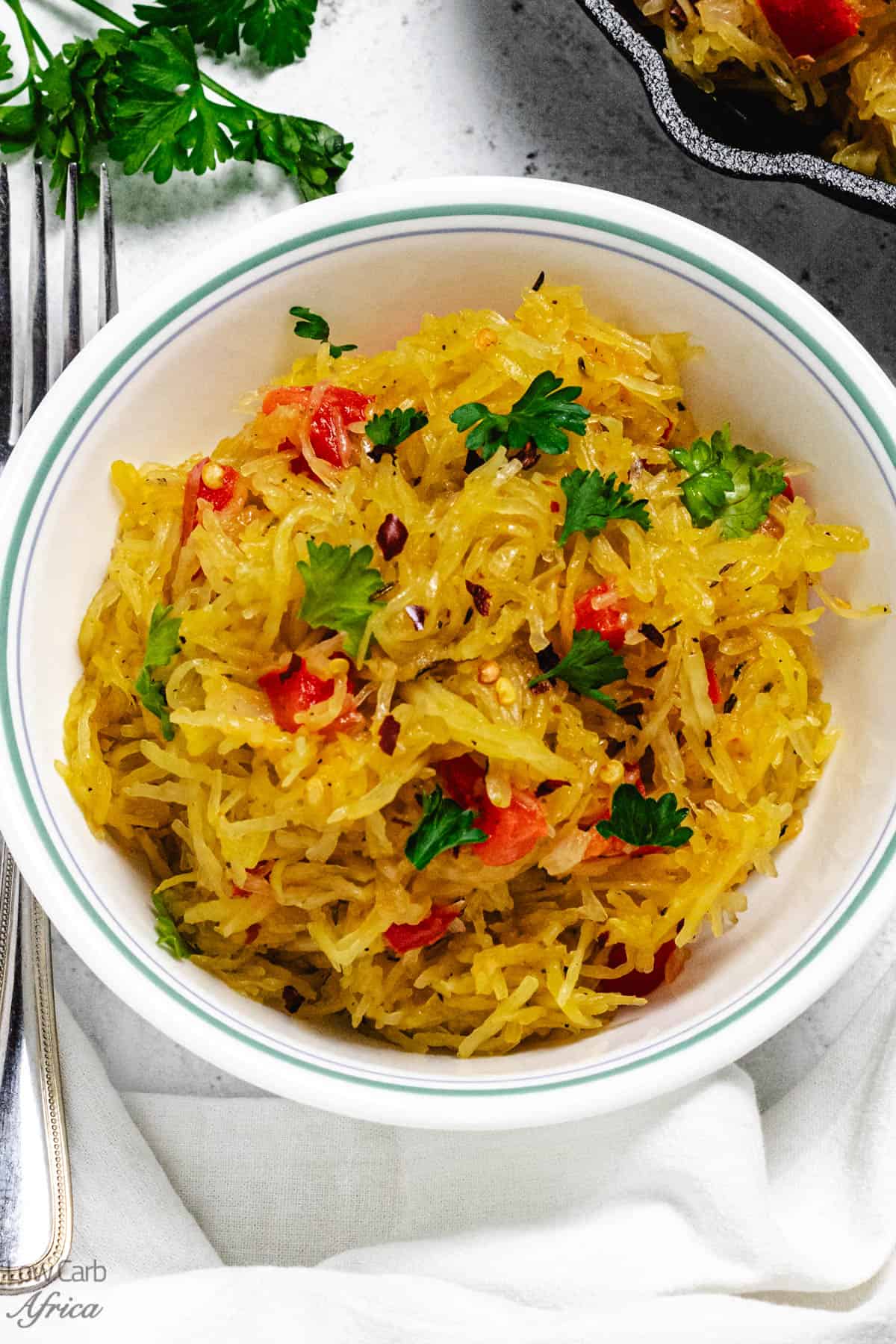 Keto Spaghetti Squash in a white plate