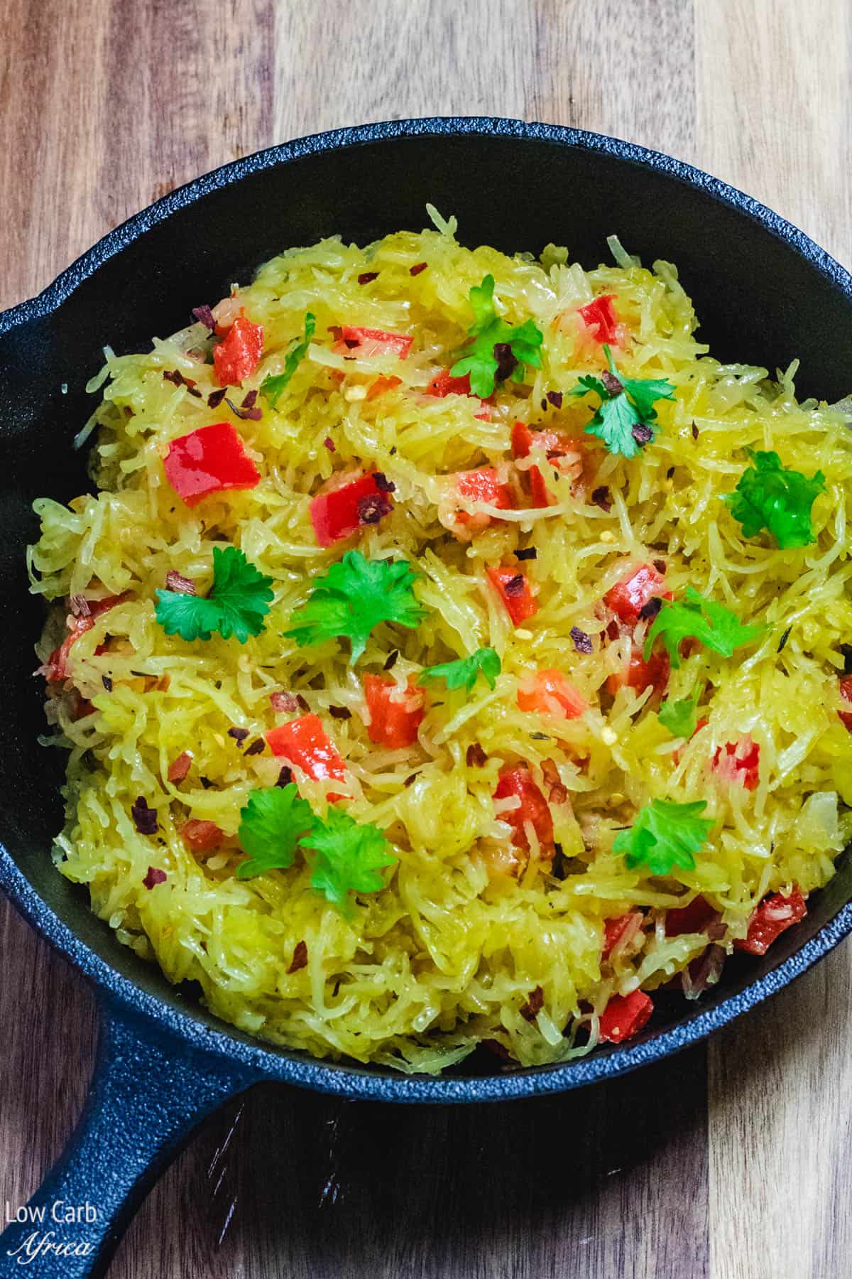 Keto Spaghetti Squash in a skillet