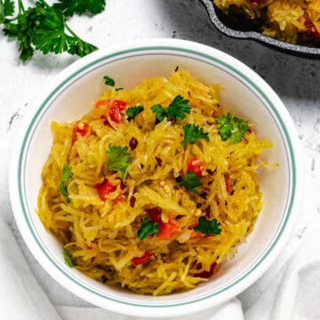 Keto Spaghetti Squash in a white plate