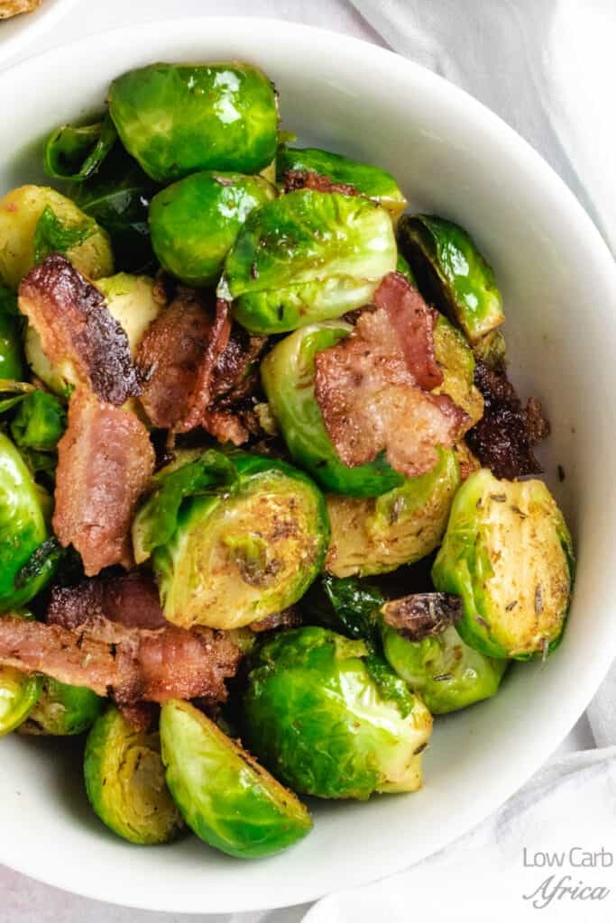 Pan Fried Brussels Sprouts With Bacon close up image