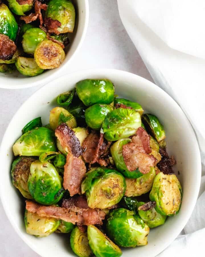 Pan Fried Brussels Sprouts With Bacon top image