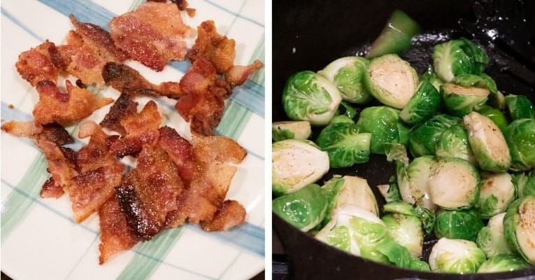 Stir-Fried Brussels Sprouts With Bacon second prep steps