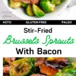 Stir-Fried Brussels Sprouts With Bacon pinterest image