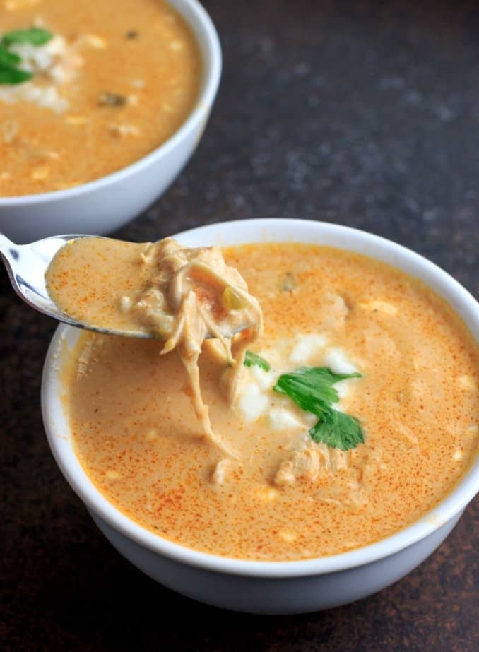 Low Carb Instant Pot Chicken Salsa Queso Soup