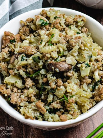 Cauliflower Rice And Sausage Stuffing featured homepage
