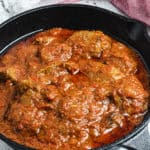 Nigerian beef stew in a pot