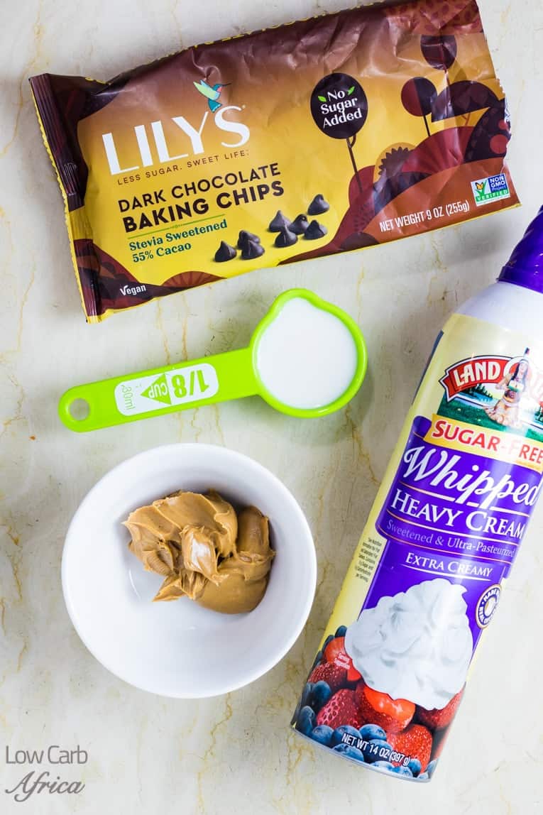 Ingredients used to make Keto Peanut Butter Chocolate Pudding