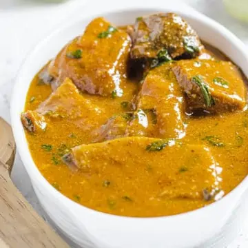 Nigerian ogbono soup ready to eat