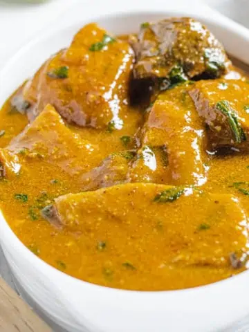 Nigerian ogbono soup ready to eat