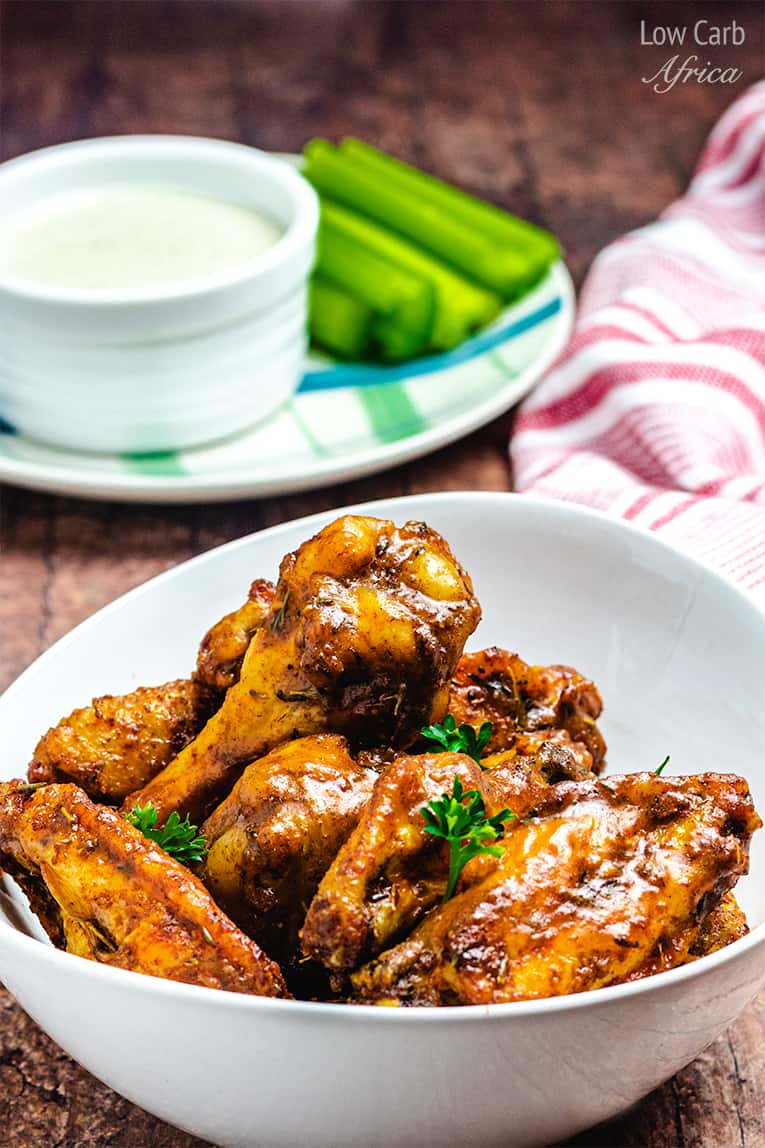 low carb spicy chicken wings ready to eat