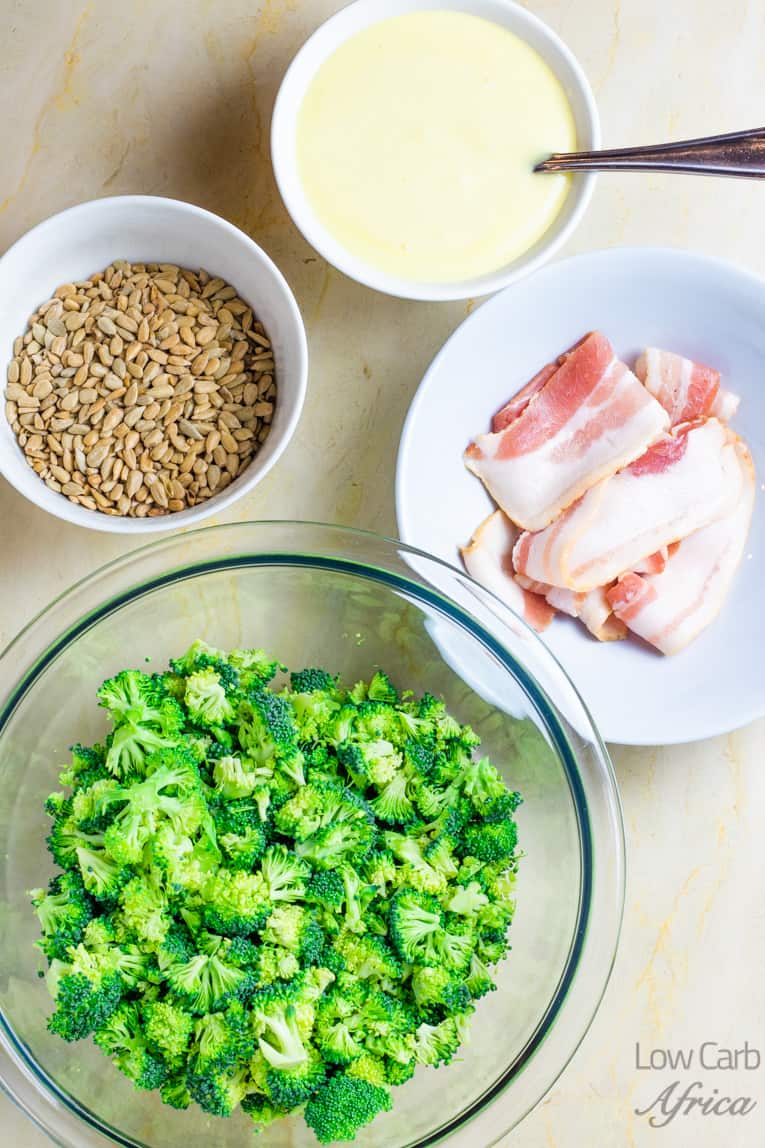 Ingredients for Broccoli Salad with Bacon and Sunflower Seeds