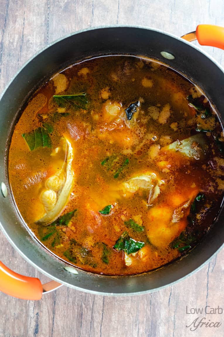 african fish pepper soup being made