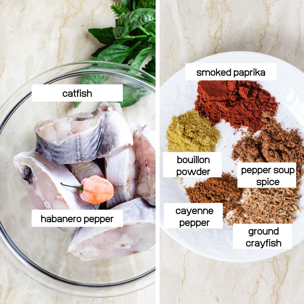 ingredients for fish pepper soup