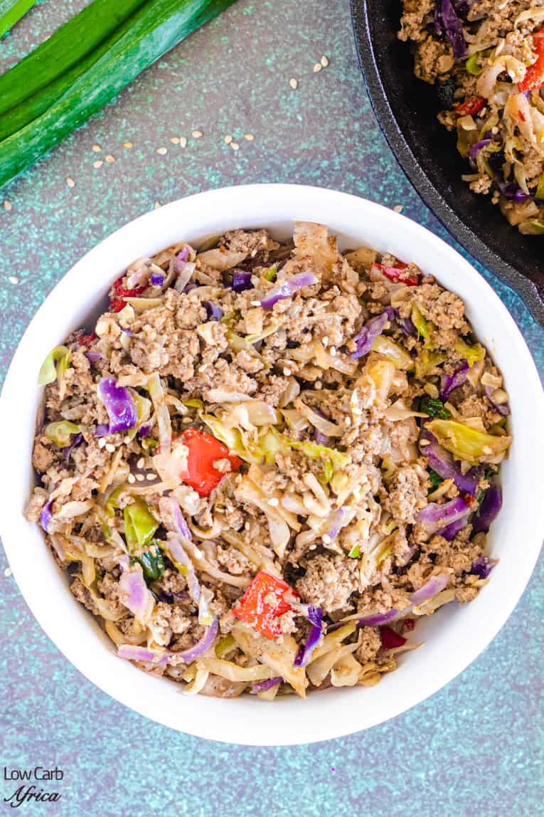 This is a delicious keto dinner made with cabbage, bell peppers and onions.