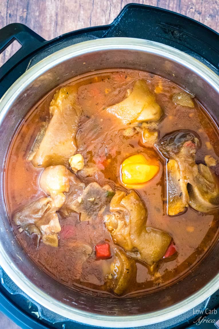 sopa de talón de vaca cocinada en olla instantánea