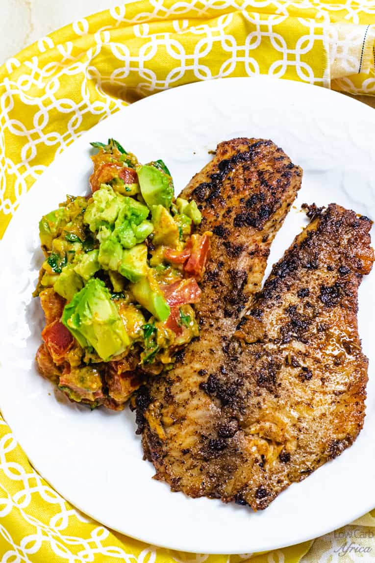 tilapia served with spicy avocado salsa