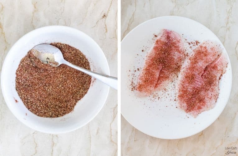 mixing ingredients for pan seared tilapia