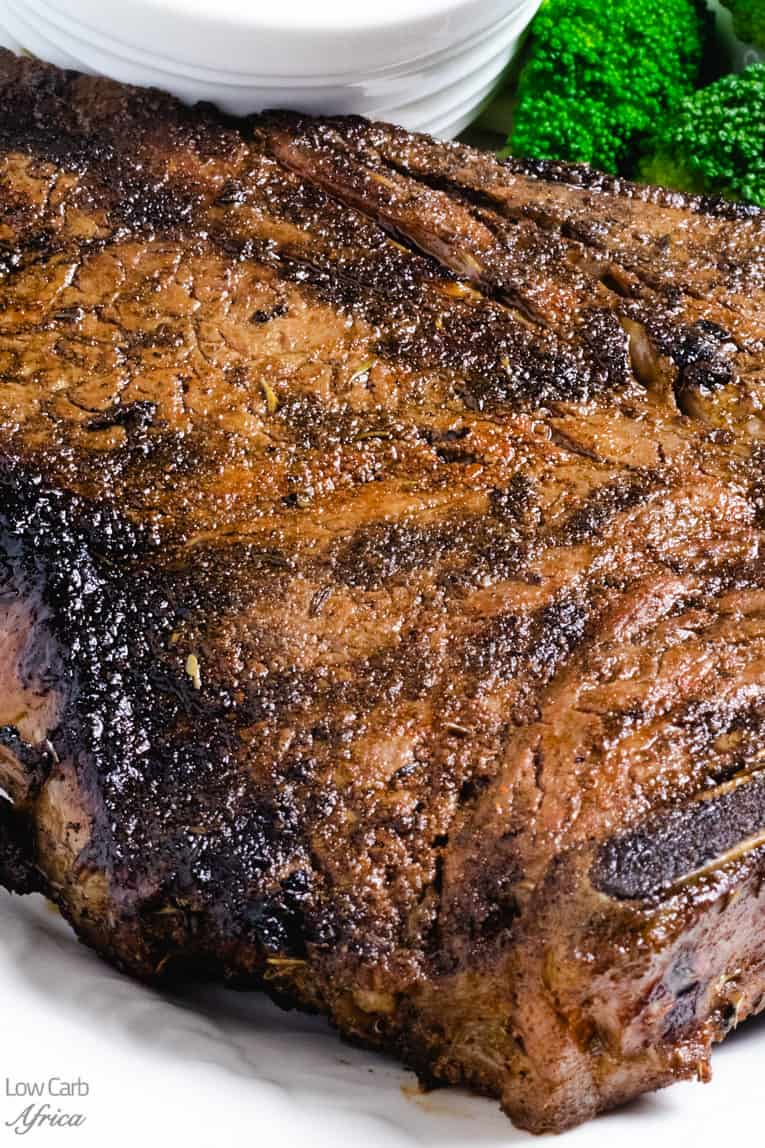 closeup image of grilled t-bone steak