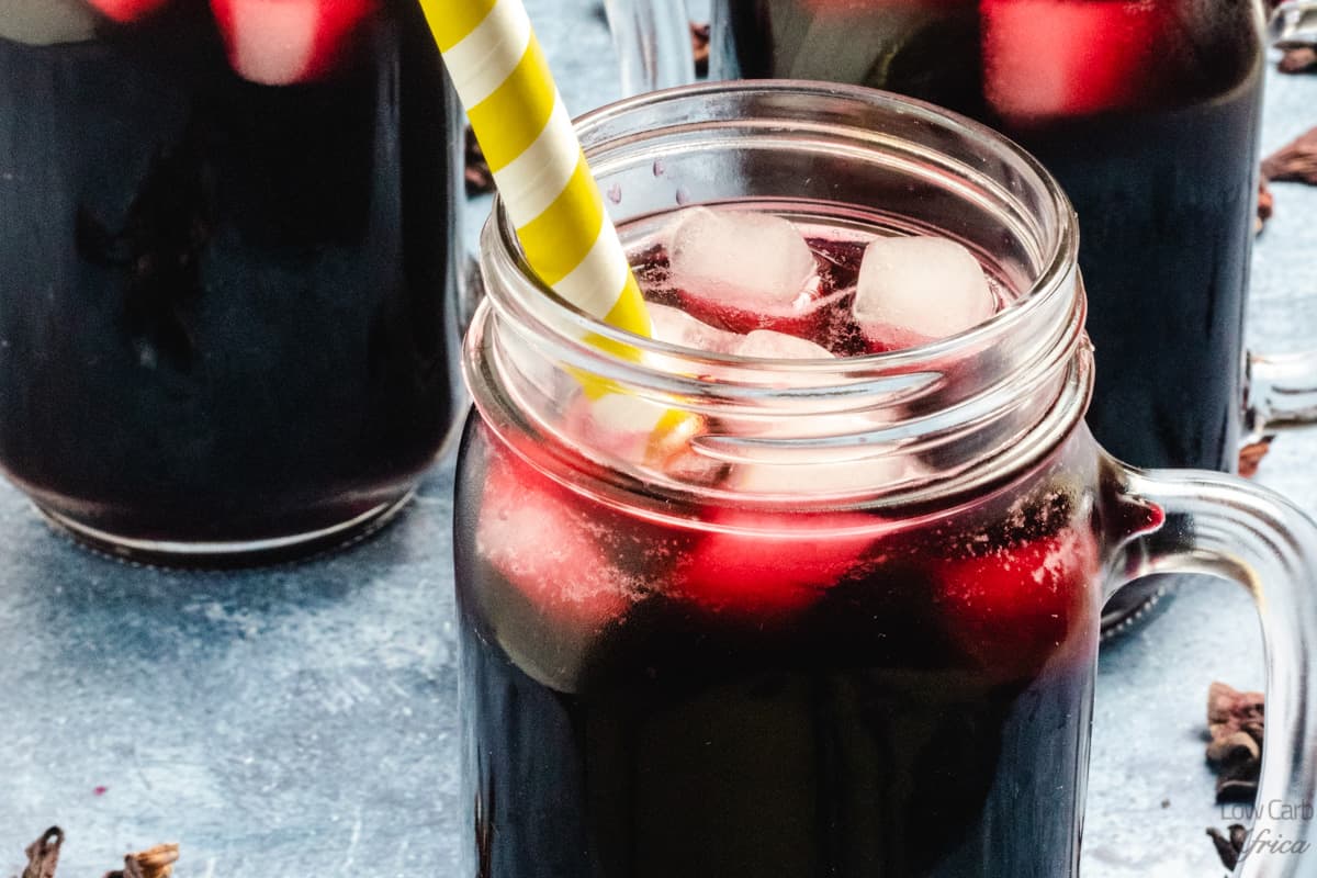 image showing cold sorrel drinks with ice cubes
