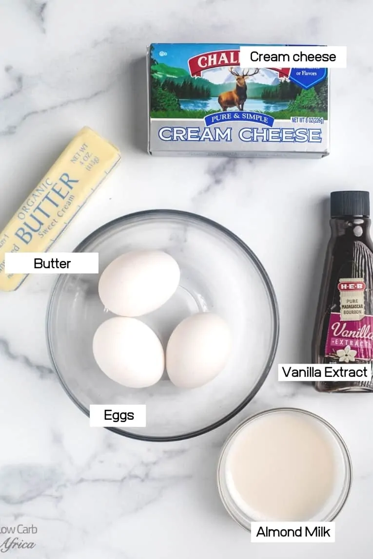 eggs, vanilla extract, butter