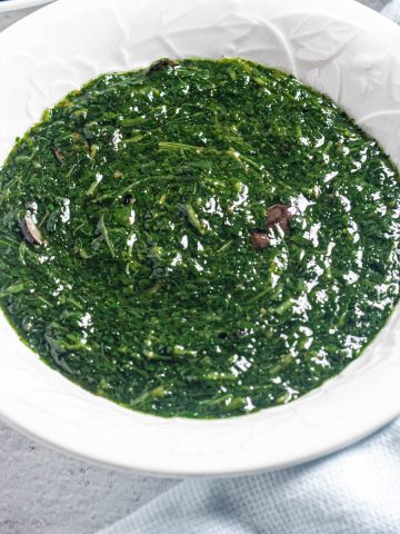 plate of African jute leaves soup (Ewedu soup)