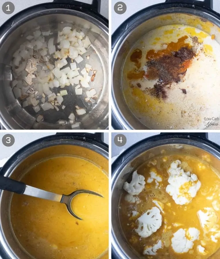 steps on how to make pumpkin soup in an instant pot.