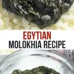 pinterest image of Egyptian Mulukhia recipe