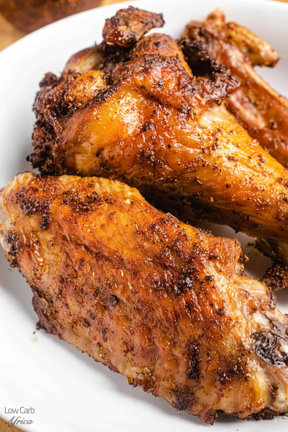 Air Fryer Turkey Wings on a white plate