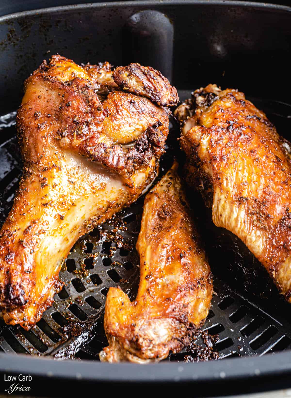 Turkey Wings placed in an air fryer