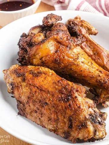Air Fryer Turkey Wings on a white plate