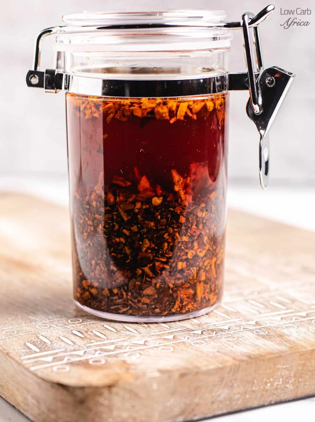 chili oil in a bottle