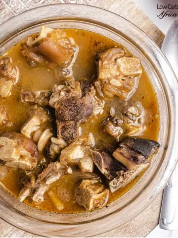 picture of Nigerian goat meat pepper soup in a bowl
