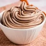 bowl of keto cream cheese chocolate frosting