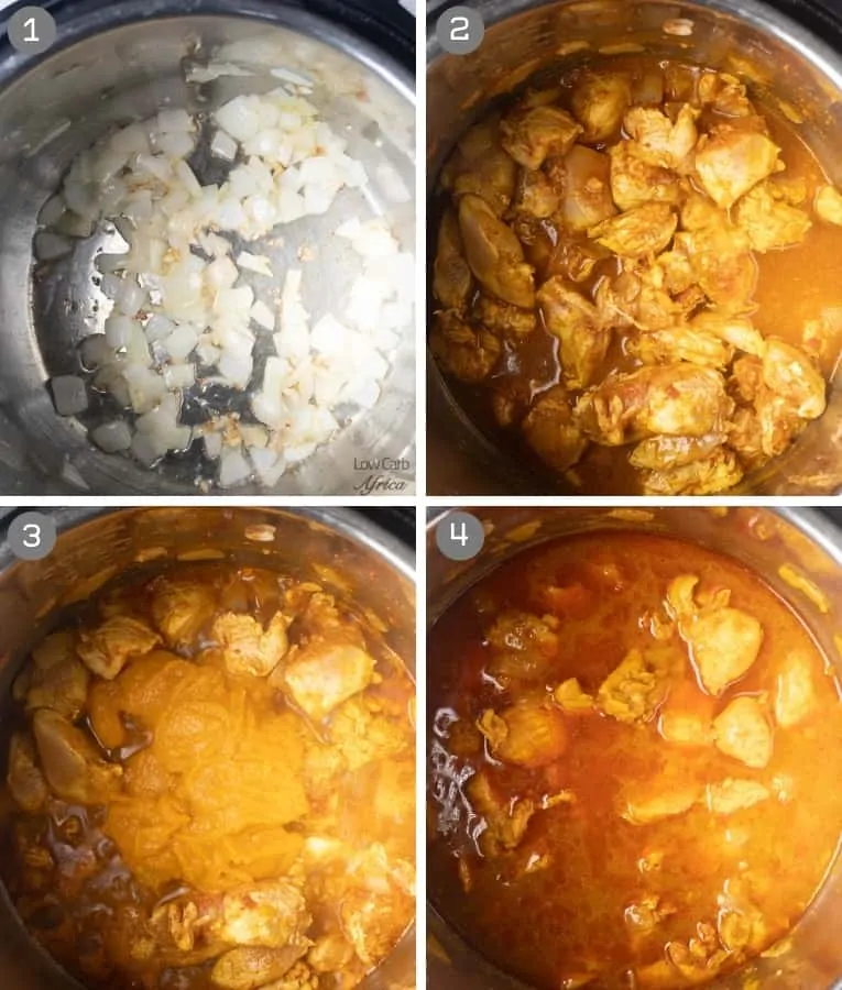 step by step instructions for pumpkin chicken curry recipe.