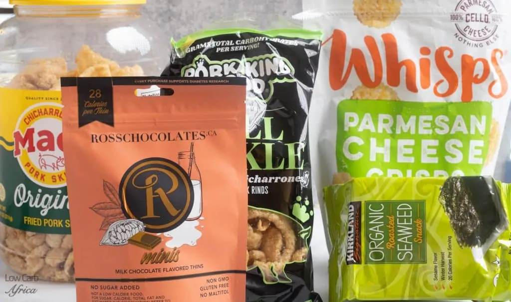 keto snacks, pork rinds, cheese crisps, seaweed