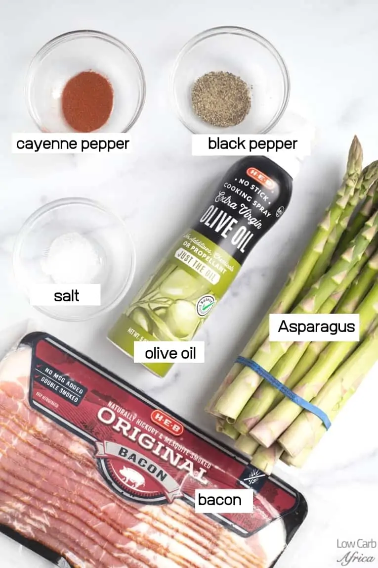 bacon, olive oil, asparagus, spices