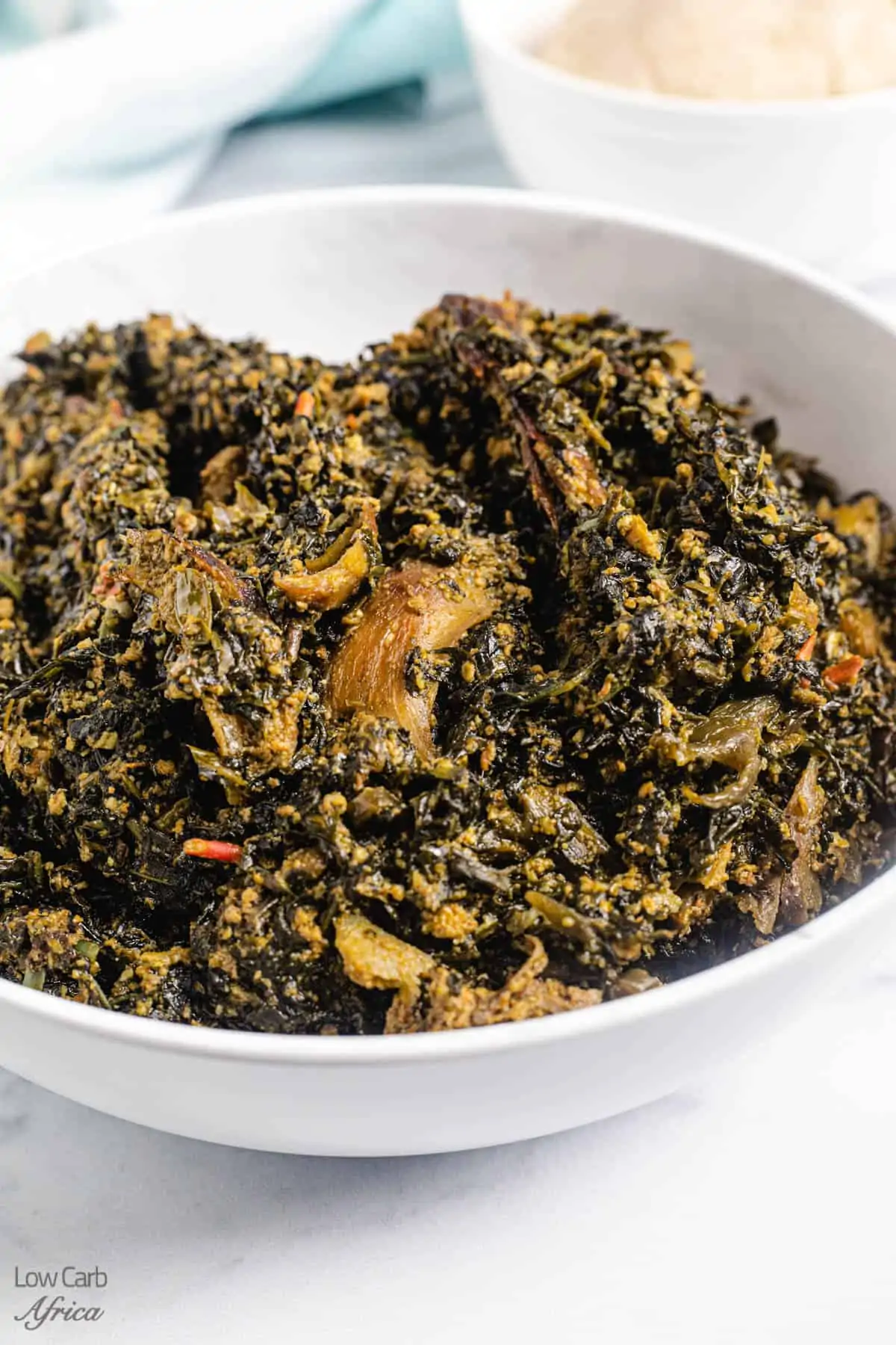 closeup of African bitterleaf soup