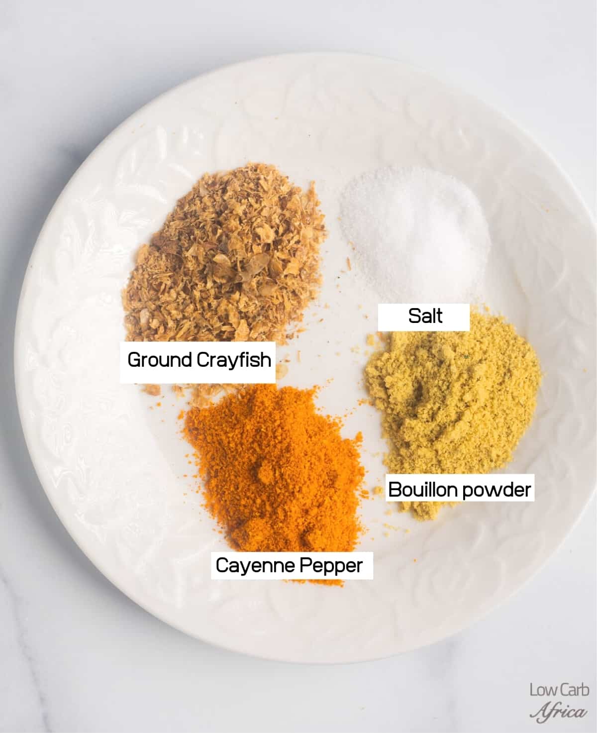 spices on a white flat plate