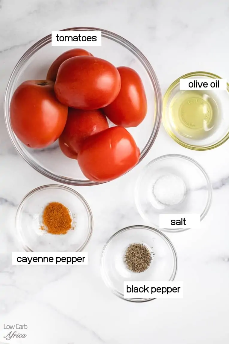 tomatoes, olive oil, cayenne pepper, black pepper