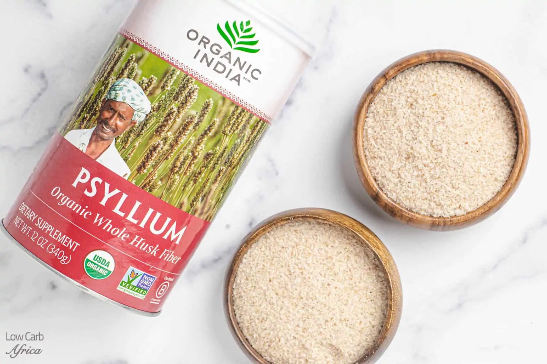 psyllium husk in a small bowl